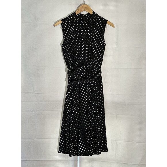 Alfani Women’s Polka Dot Sleeveless Belted Full Skirt Dress Size 2 - Picture 1 of 5